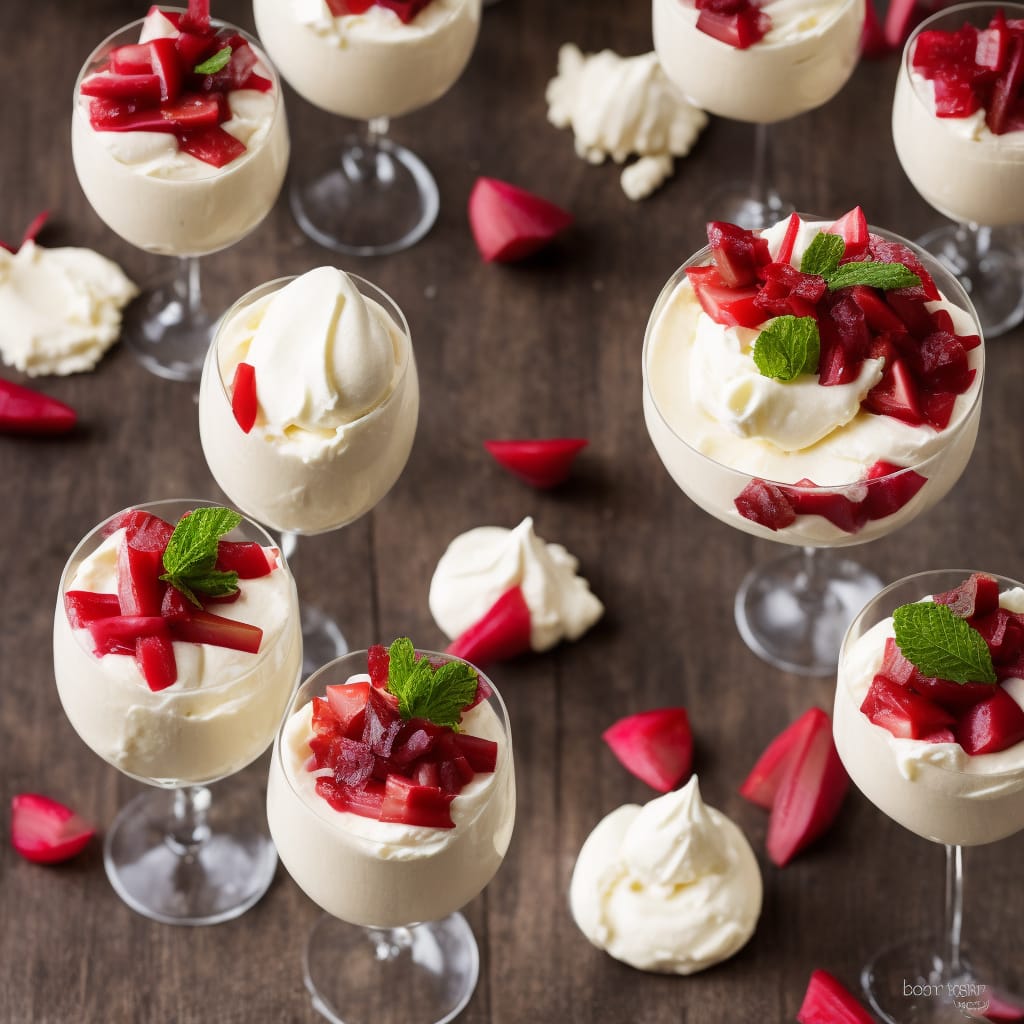White Chocolate Mousse with Poached Rhubarb