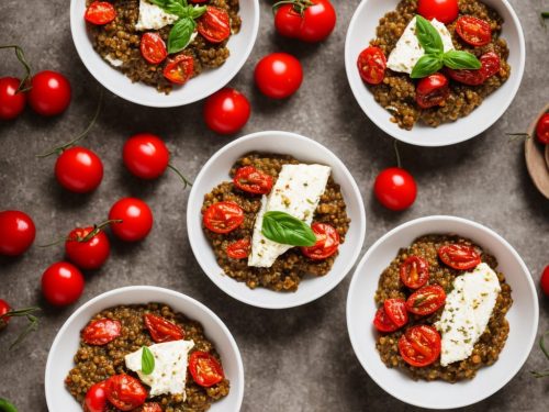 Whole Baked Ricotta with Lentils & Roasted Cherry Tomatoes