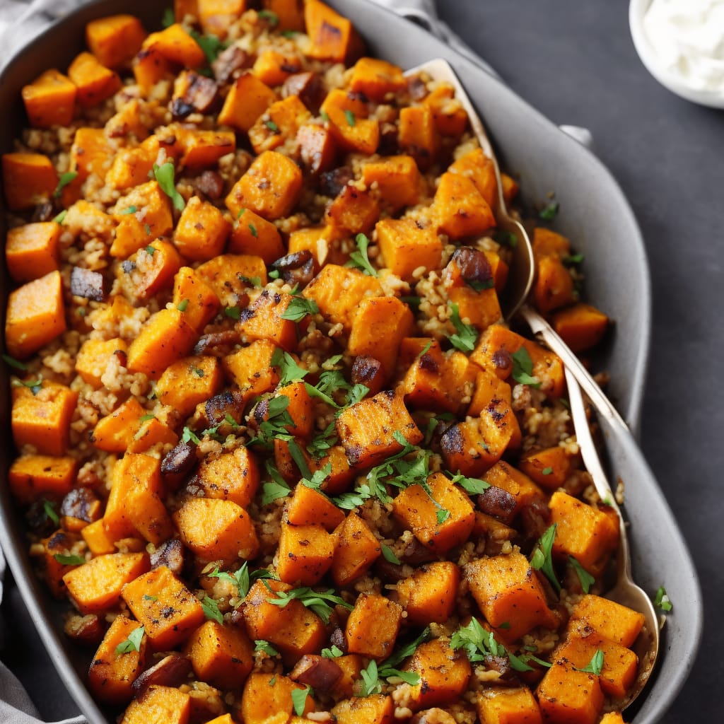 Whole Roasted Butternut Squash with Christmas Stuffing