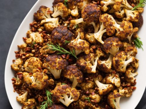 Whole Roasted Cauliflower with Red Wine, Shallots & Wheatberries