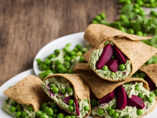 Wholemeal wraps with minty pea hummus & beetroot