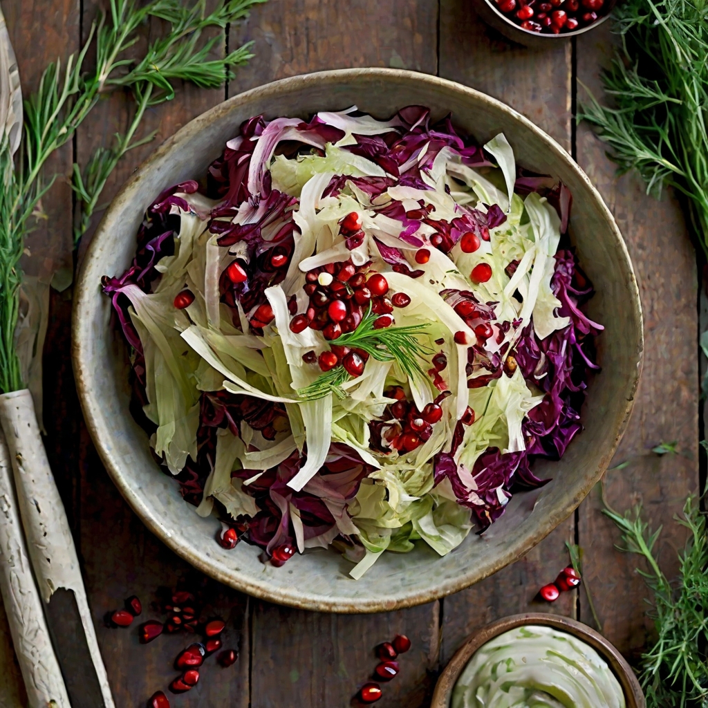 Winter Cabbage & Fennel Slaw with Pomegranate