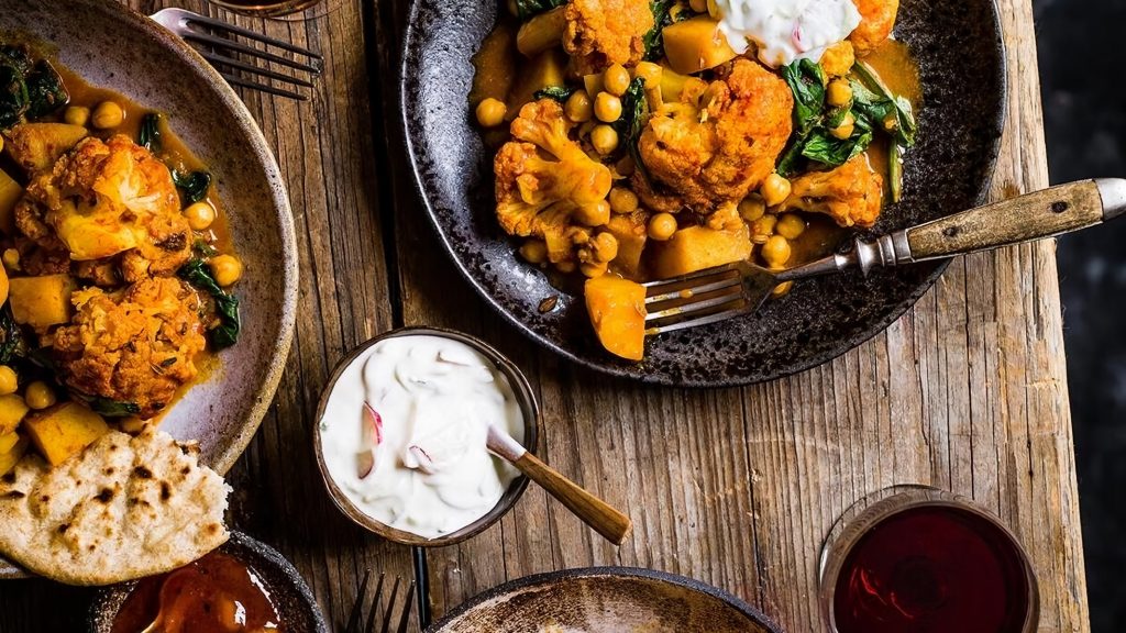 Winter Vegetable Curry with Fruity Raita