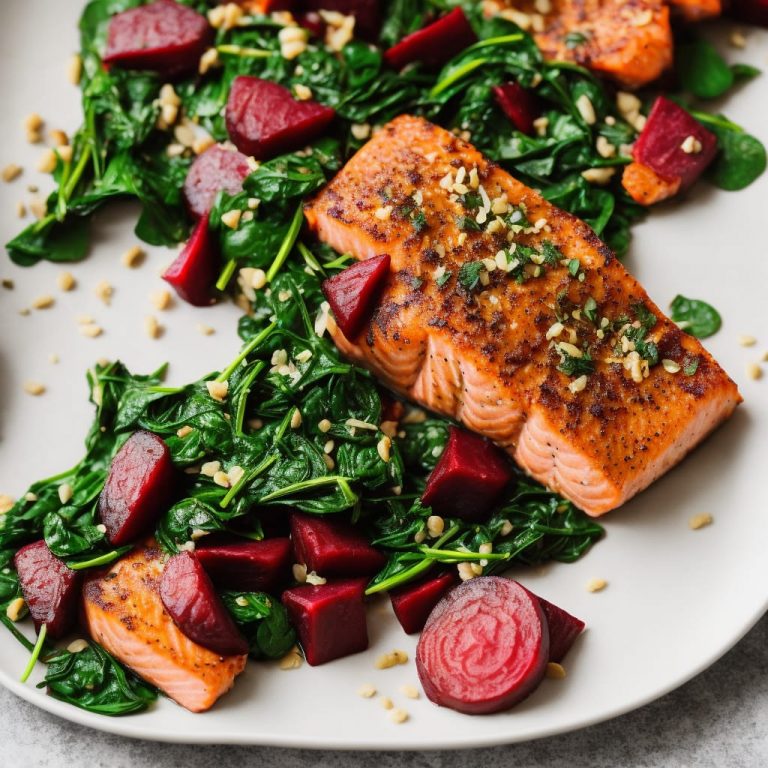 Zesty Salmon With Roasted Beets And Spinach Recipe