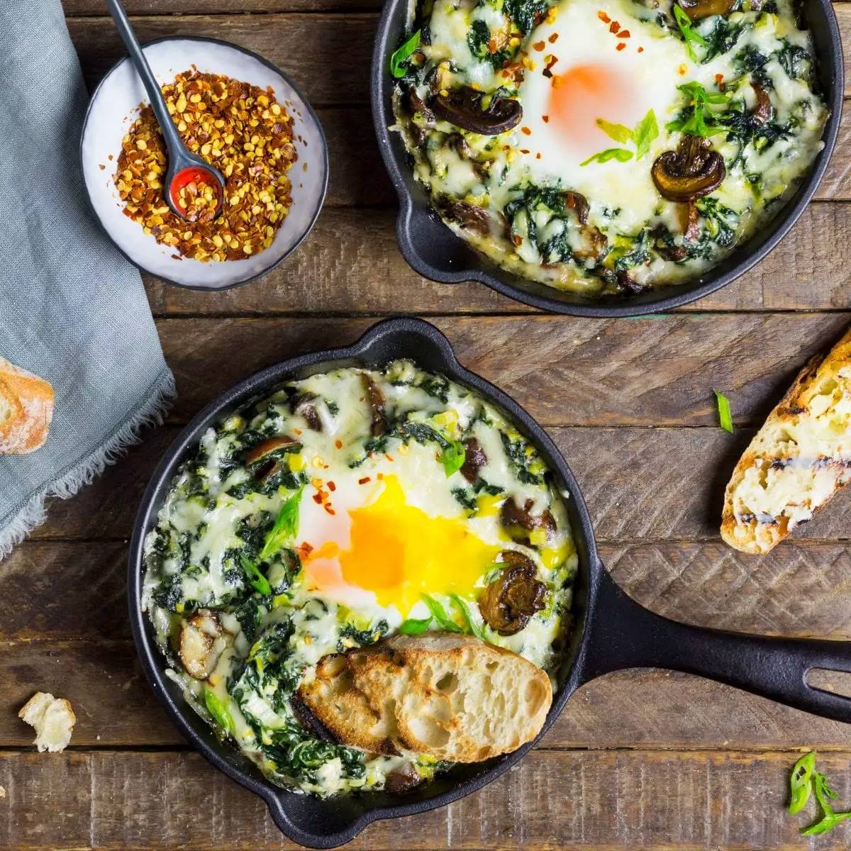 cheesy-baked-eggs-meet-creamed-spinach-and-kale-and-swiss-chard