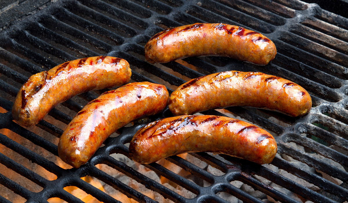 Cook brats shop on the grill