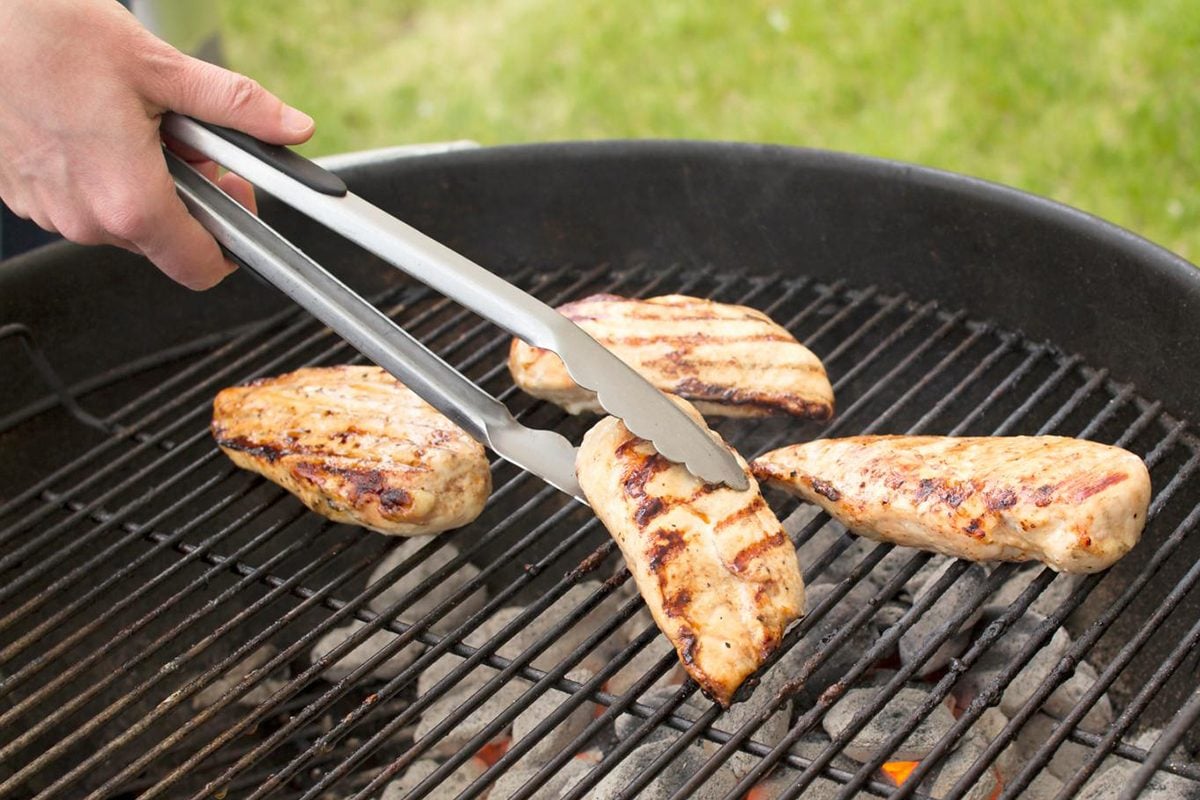 Chicken breast outlet on charcoal grill