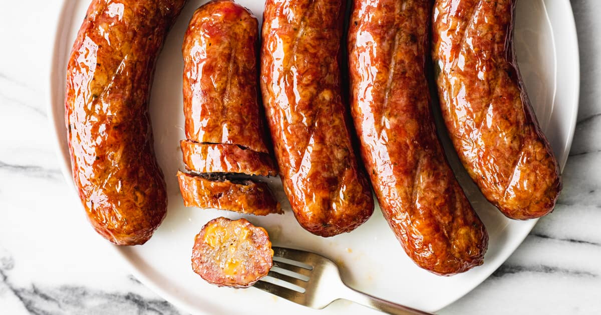 Cooking smoked sausage shop in the oven