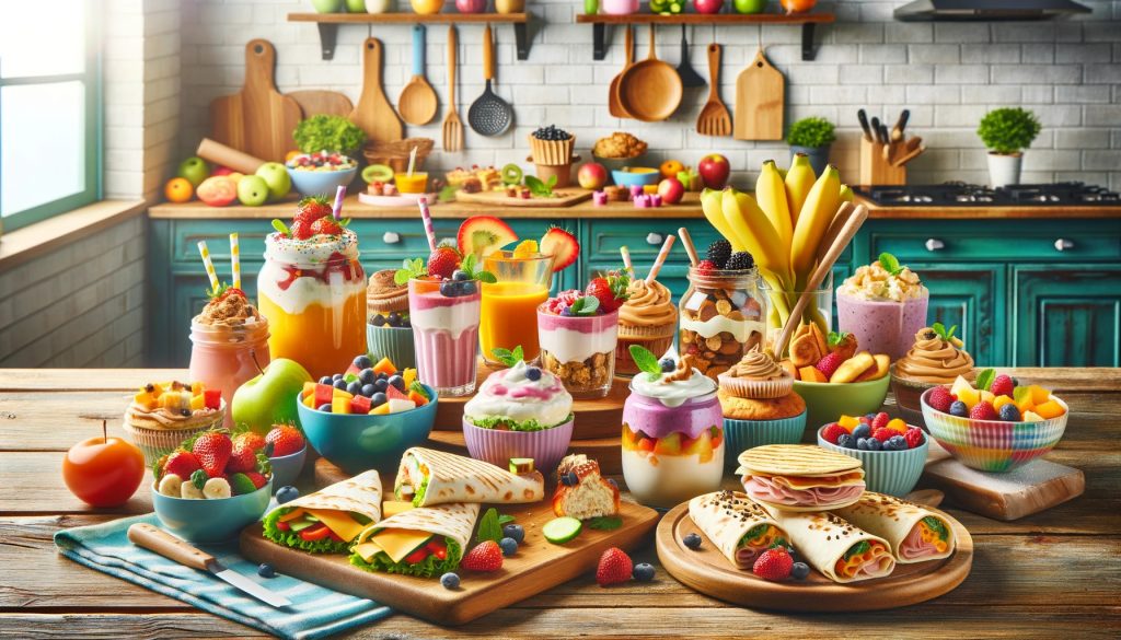 colorful and inviting kitchen scene filled with kid-friendly meals