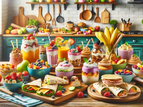 colorful and inviting kitchen scene filled with kid-friendly meals