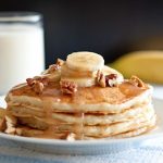 banana bread pancakes with cinnamon cream cheese syrup recipe