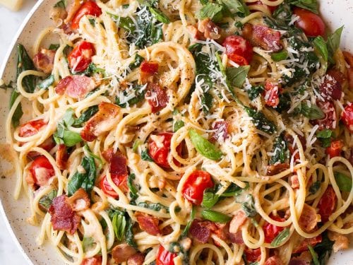 bacon tomato and spinach spaghetti recipe