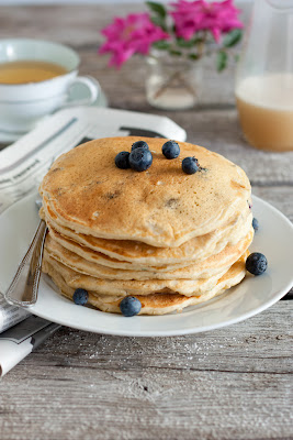 blueberry buttermilk oat flour pancakes and buttermilk syrup recipe