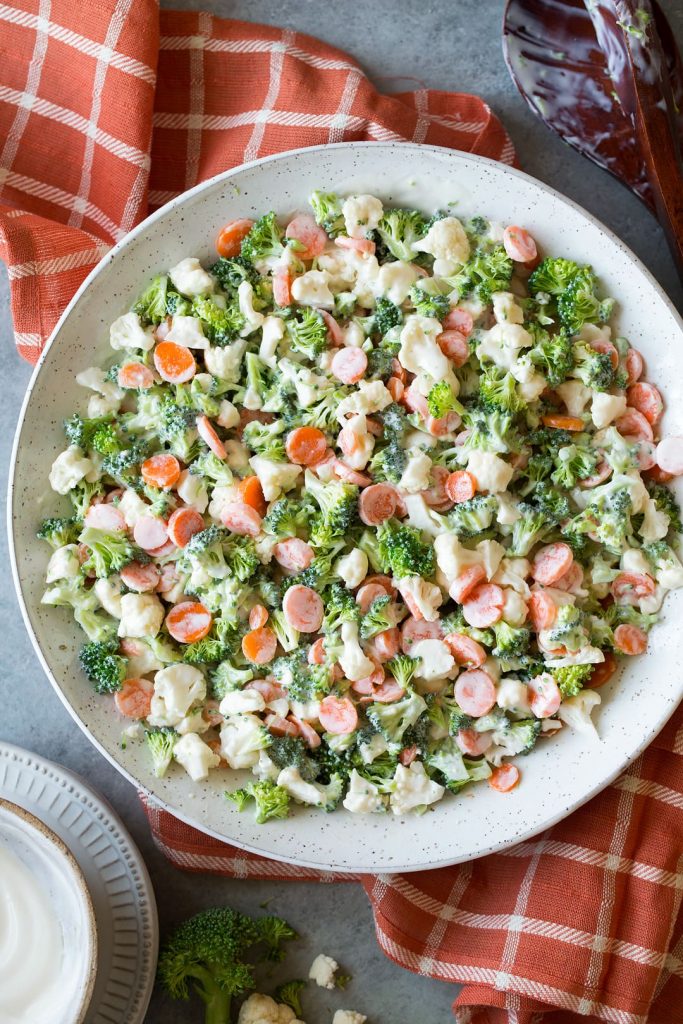 broccoli carrot and cauliflower coleslaw salad recipe