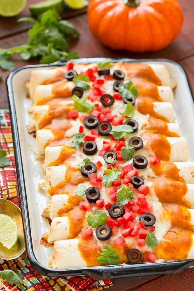 chicken enchiladas with pumpkin sauce recipe