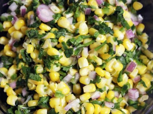 chipotle inspired jalapeno lime corn salad recipe