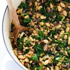 creamy farro with white beans and kale recipe