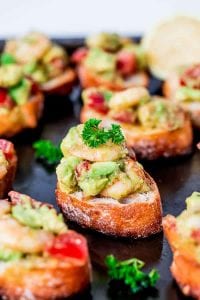 garlic prawn and avocado crostini recipe