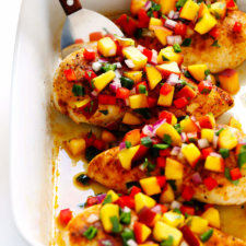 ginger chicken with confetti peach salsa recipe