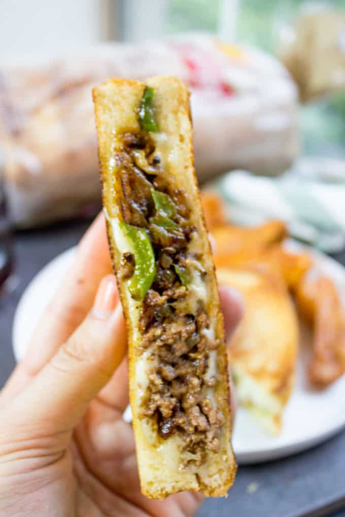 ground philly cheesesteak grilled cheese recipe