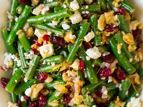 lemon butter green beans with cranberries walnuts and feta recipe