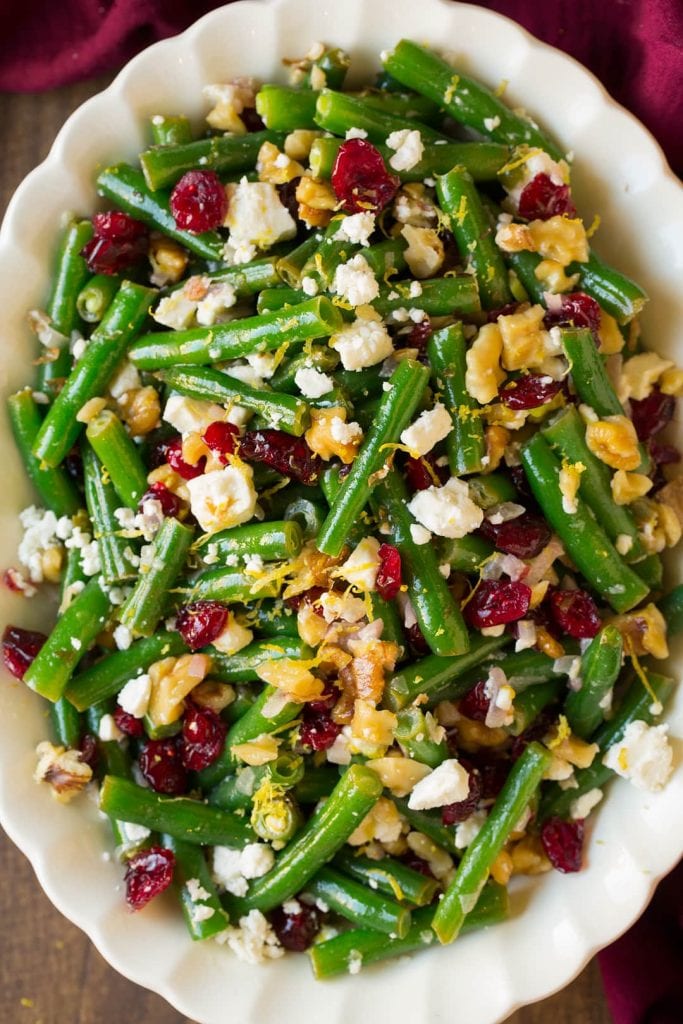 lemon butter green beans with cranberries walnuts and feta recipe