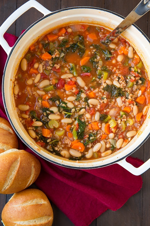 mediterranean kale, cannellini and farro stew recipe