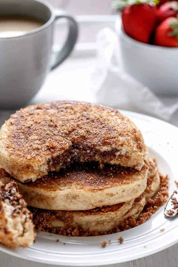 nutella stuffed cinnamon sugar donut pancakes recipe