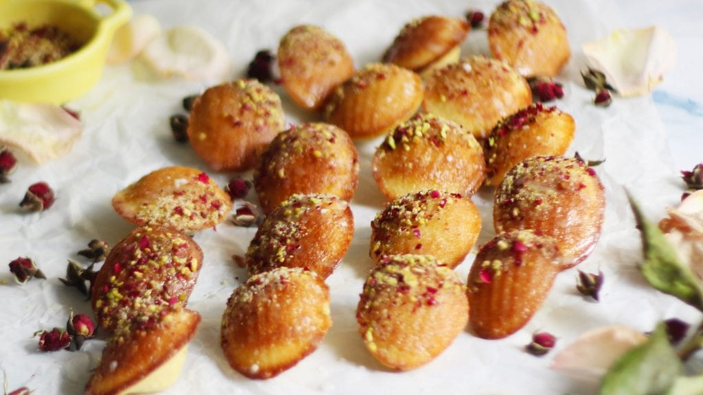 pistachio rose madeleines recipe