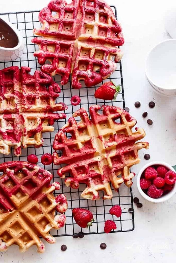 red velvet marbled waffles recipe