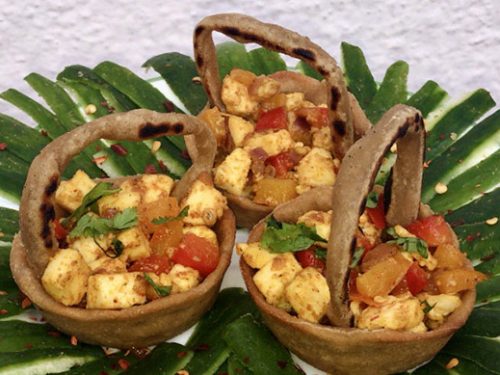 sauteed cottage cheese in baked baskets recipe