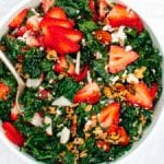 strawberry kale salad with nutty granola croutons recipe