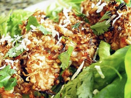 thai peanut-coconut chicken lettuce wrap recipe