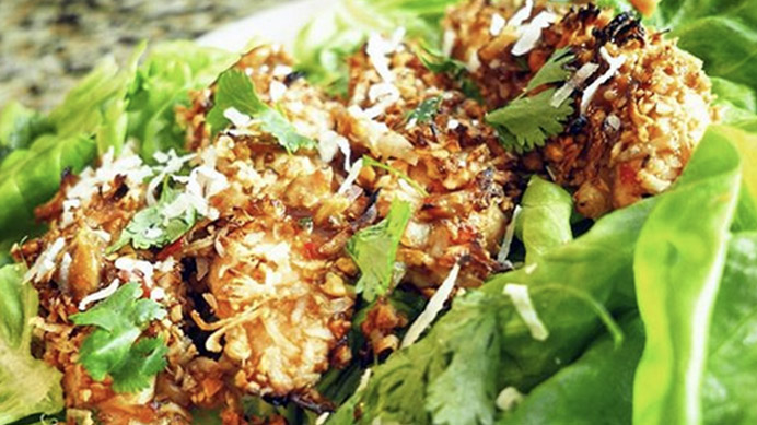 thai peanut-coconut chicken lettuce wrap recipe