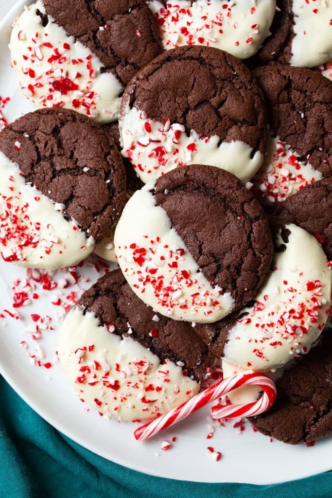 white chocolate dipped peppermint chocolate cookies recipe