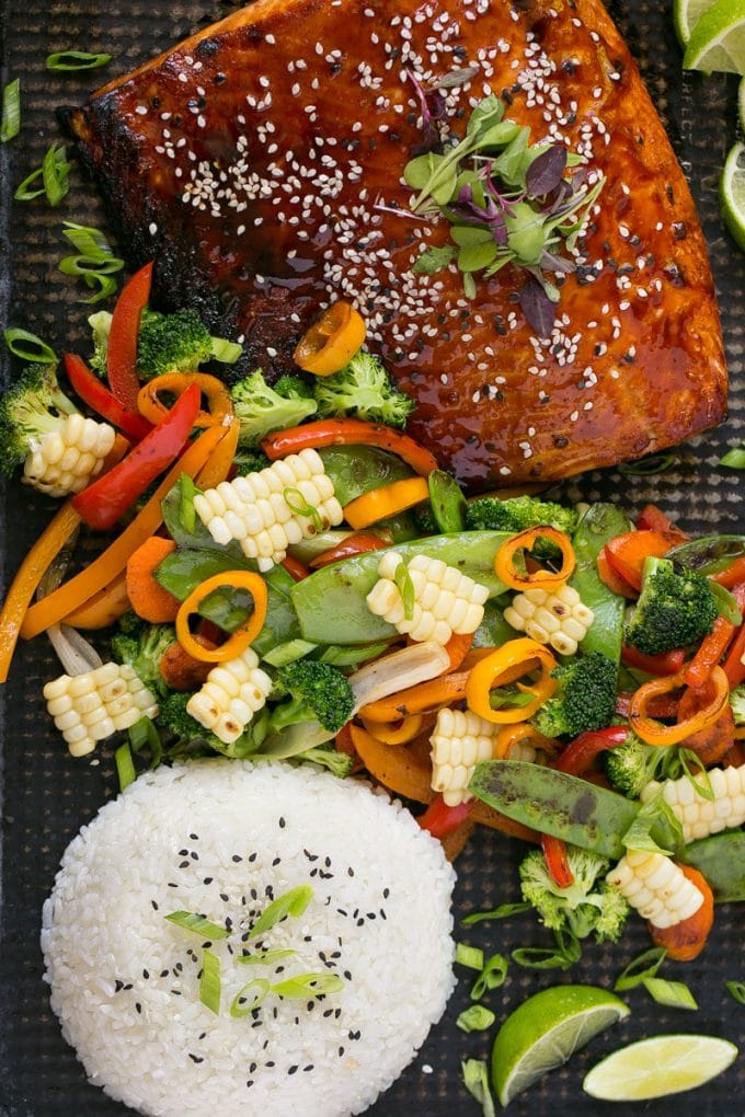 asian salmon with mixed vegetables recipe