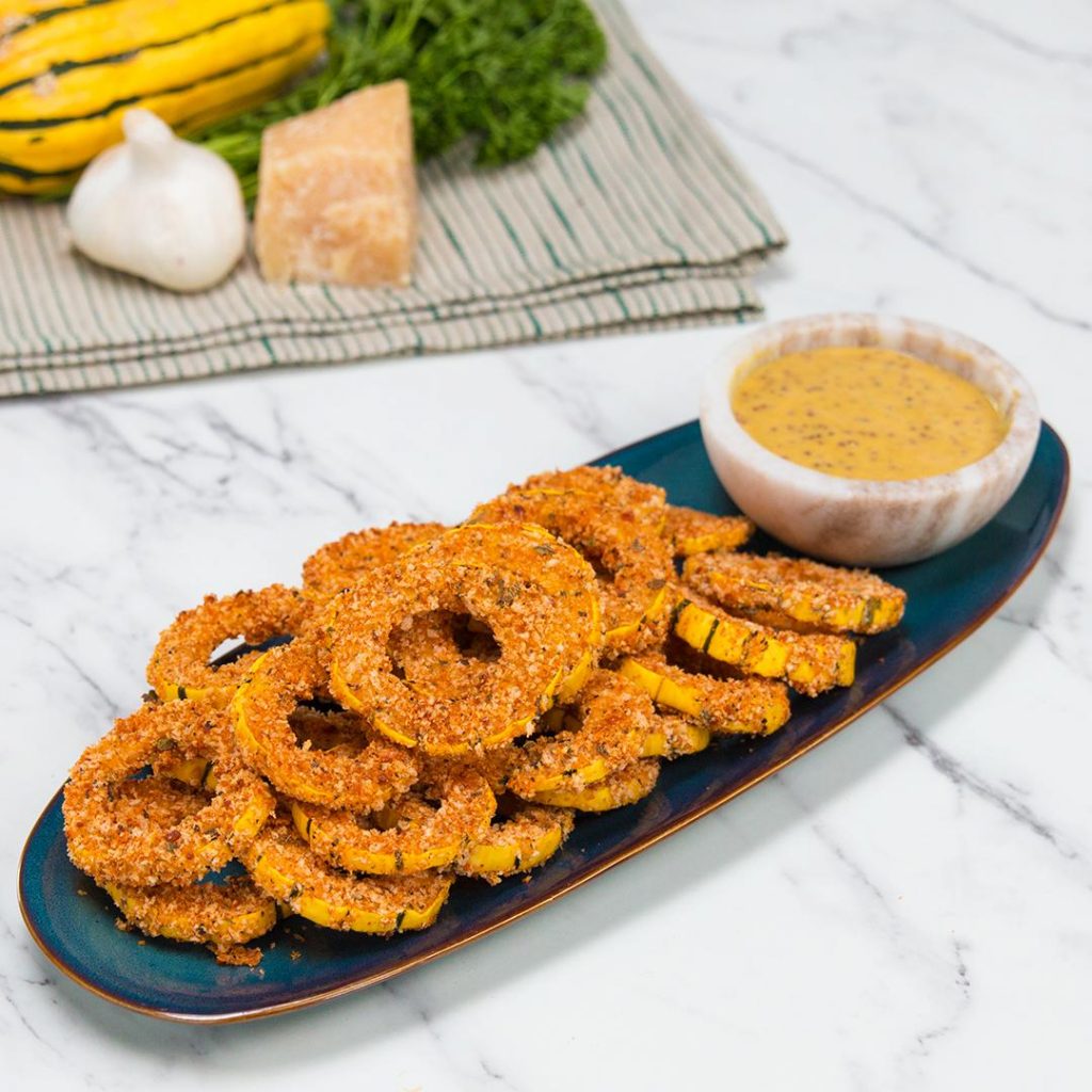 baked delicata squash rings with honey mustard dipping sauce recipe