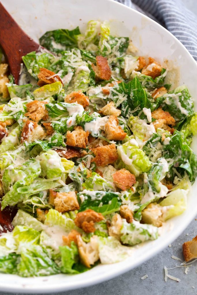 caesar salad and homemade caesar salad dressing recipe