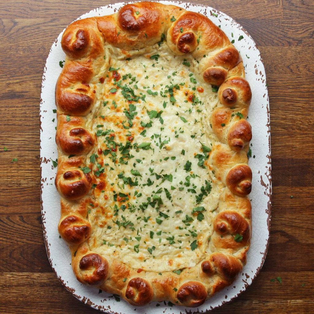 chicken alfredo bread boat recipe