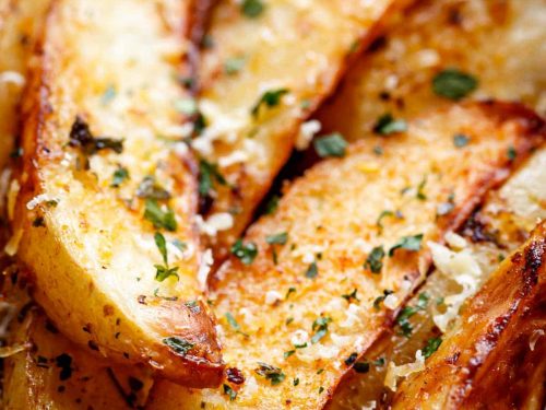 crispy garlic baked potato wedges recipe