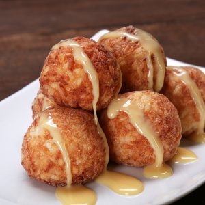 fried sticky rice mango balls recipe