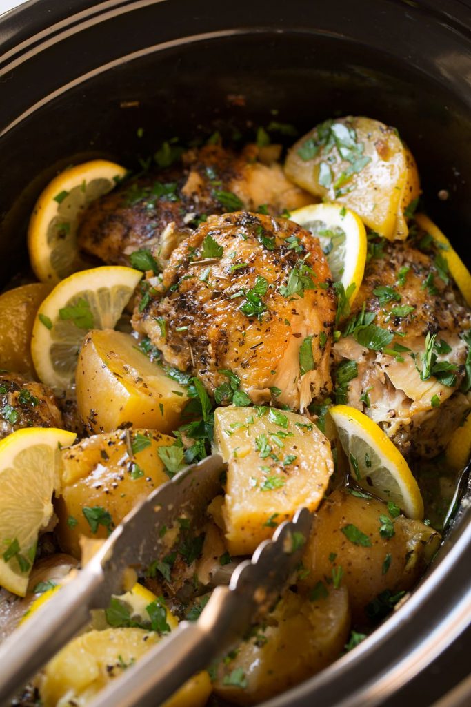 greek slow cooker lemon chicken and potatoes recipe