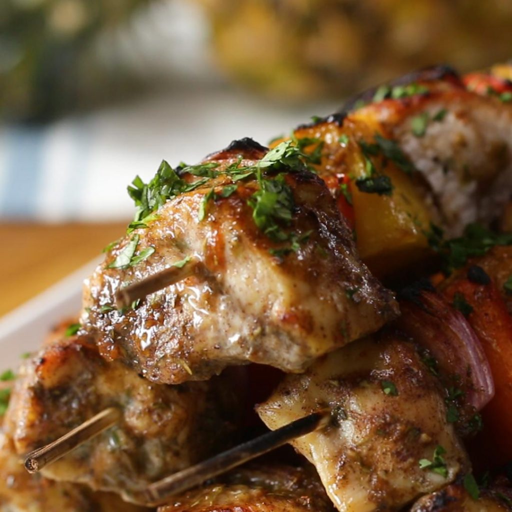 jerk chicken and pineapple skewers recipe