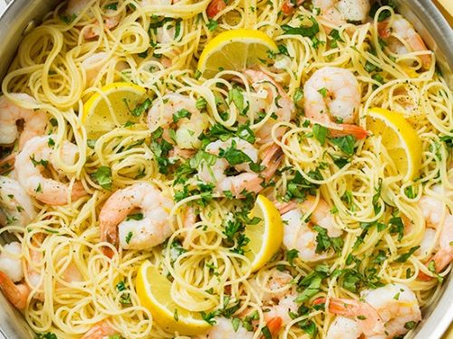 lemon-parmesan angel hair pasta with shrimp recipe