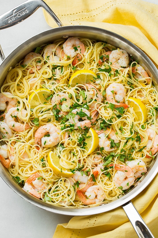 Lemon-Parmesan Angel Hair Pasta with Shrimp Recipe