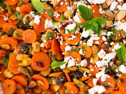 moroccan carrot salad with chick peas feta and almonds recipe
