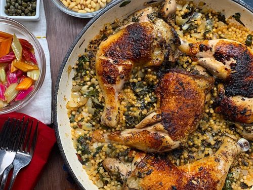 one-pot chicken, chard, and couscous dinner recipe