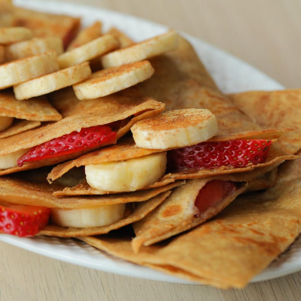 peanut butter, strawberry, and banana quesadilla recipe