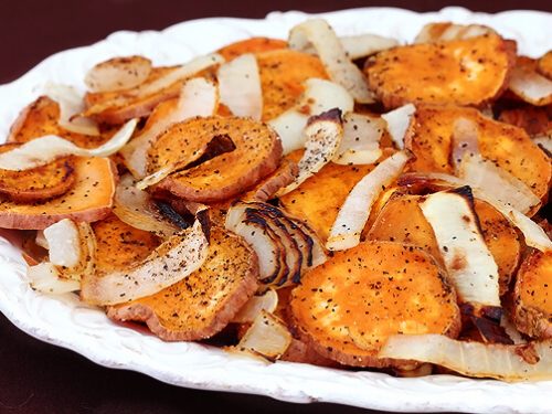roasted sweet potatoes & onions recipe