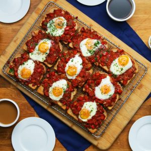 sheet-pan shakshuka toast recipe